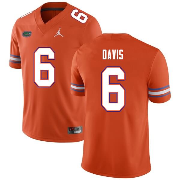 Men's NCAA Florida Gators Shawn Davis #6 Stitched Authentic Nike Orange College Football Jersey HKL3465QF